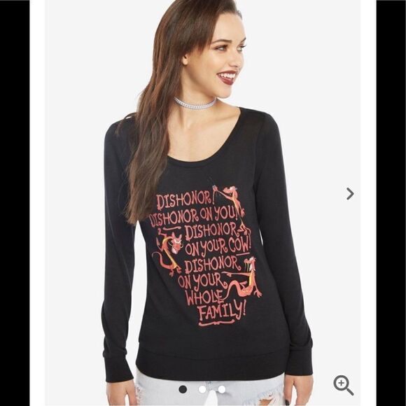 DISNEY Mulan Mushu Dishonor Crisscross Back Sweater size medium - Picture 1 of 11
